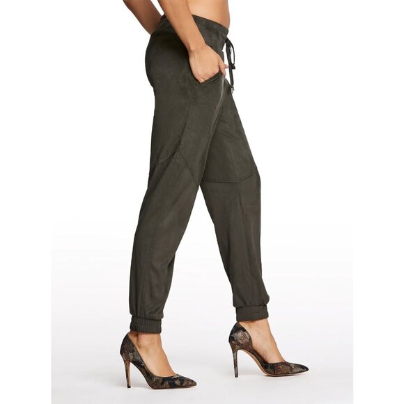 NWT Jessica Simpson Aida Soft Jogger Faux Suede Pants in Peat - Picture 2 of 3